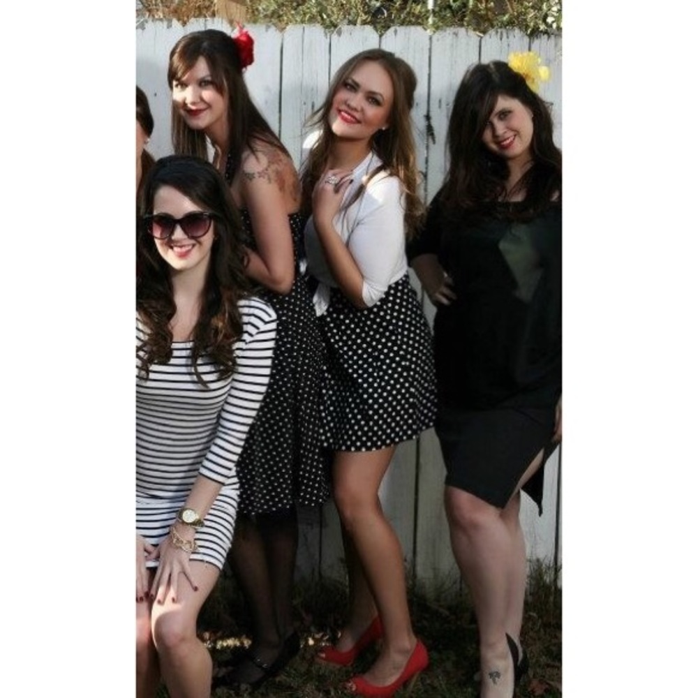 2010 Vintage, “Twee” Polka Dot Strapless Mini Dress Black & White - Picture 9 of 16